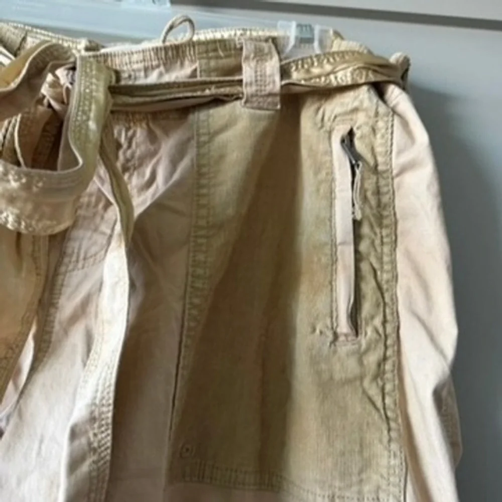 Abercrombie Fitch Cargo Pants Women L Tan Patchwork Corduroy Utility Belted - Picture 7 of 16